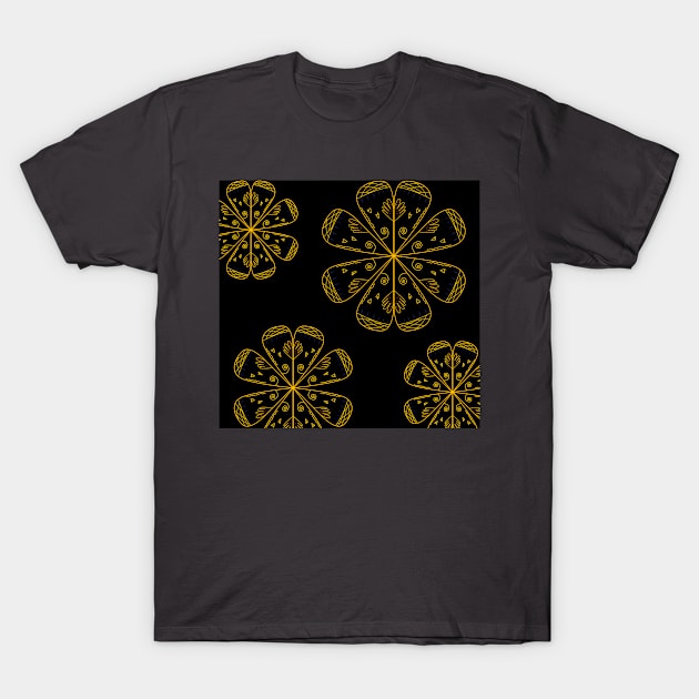 Luxury arabic ornaments : Gold, Black T-Shirt by BEEANDGLOWFASHION